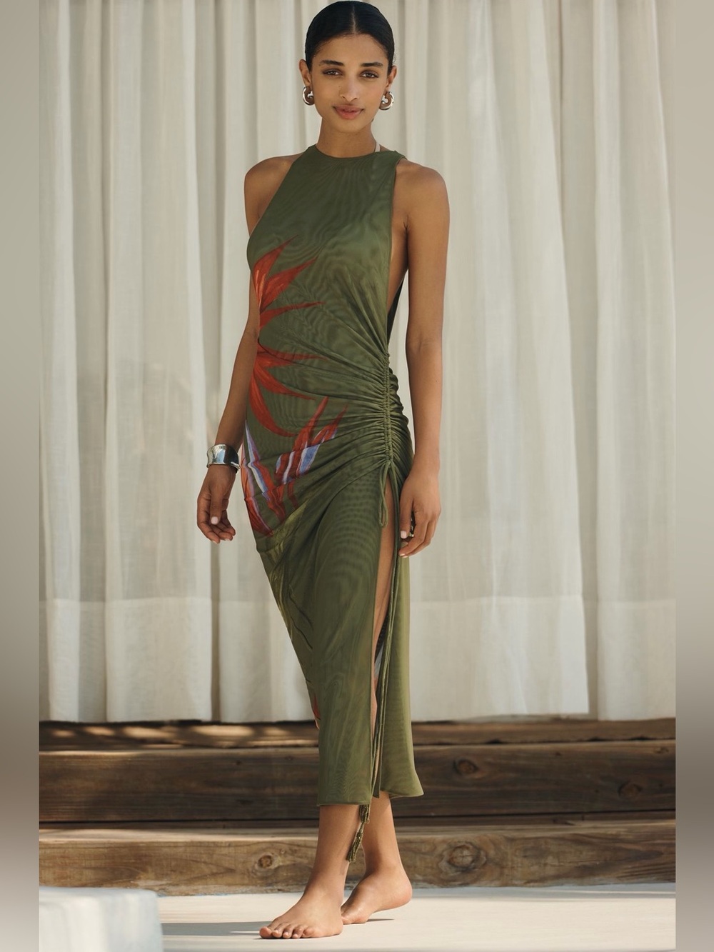 Farm Rio Dark Green Strelitzia Maxi Dress